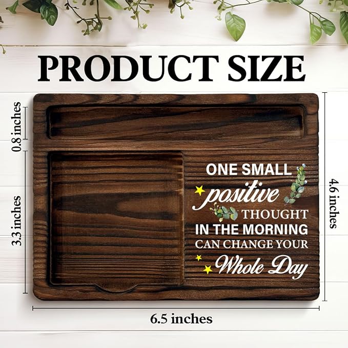 Motivational Gifts for Women Men Coworker, Inspirational Sticky Note Holder One Small Positive Thought in the Morning Can Change Your Whole Day Post it Note Dispenser for Office Home Desk Decor