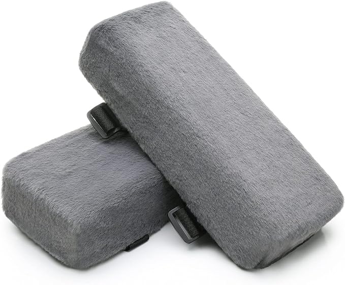 LargeLeaf Plush Dark Gray Office Chair Gaming Chair Armrest Cushions Elbow Pillow Pressure Relief 2-Piece Set of Chair
