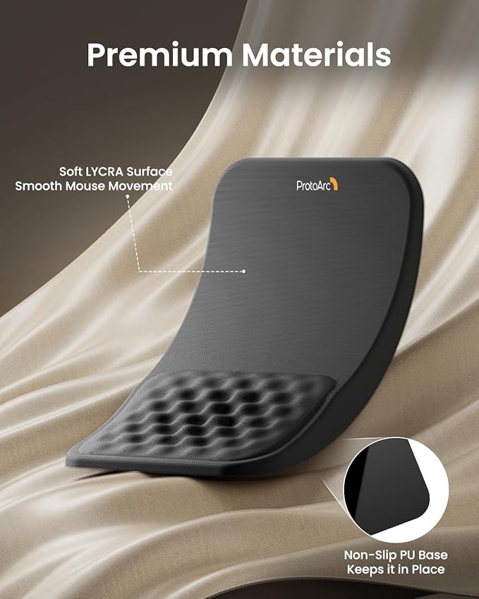 ProtoArc Ergonomic Mouse Pad with Wrist Rest, MP50 Mousepad with Massage Design, Soft Memory Foam and Non-Slip PU Base for Pain Relief, Desk, Home, Office, 12x8 Inches, Black