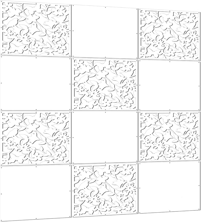 Lchen Hanging Room Divider Panel, 12 Pieces White Screen Panels Solid Board Cut Room Partition Home Decoration(Mixed,15.7"x15.7"x0.03")