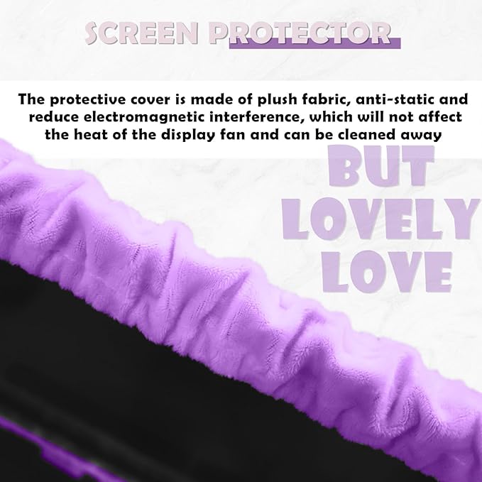 23'' - 34'' Computer Monitor Protective Cover with Cat Ear Design, Cute Monitor Dust Cover with Furry Design, Elastic Dustproof, Suitable for PC, Tablet, TV
