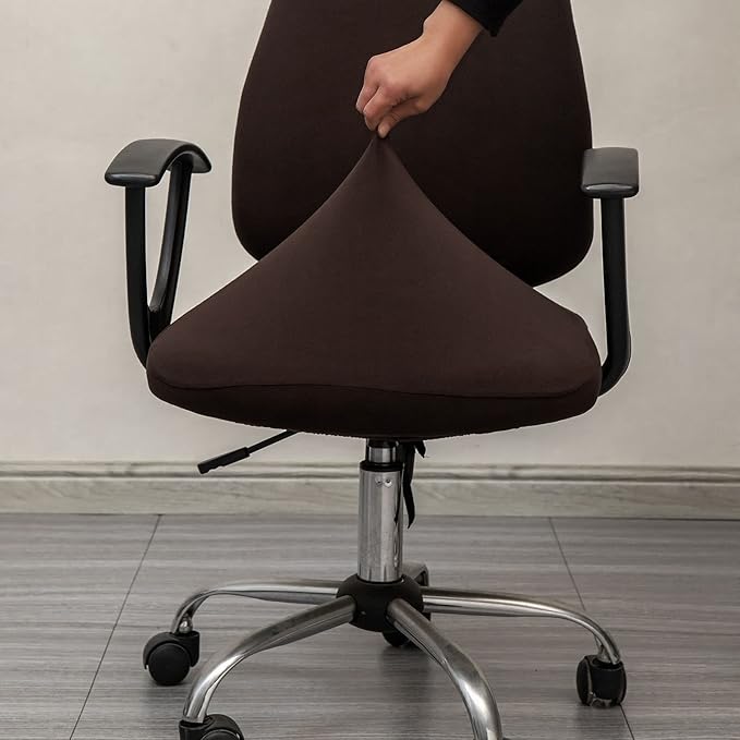 Melaluxe Computer Office Chair Covers, Protective & Stretchable Universal Chair Cover,Stretch Rotating Chair Slipcover (Coffee)