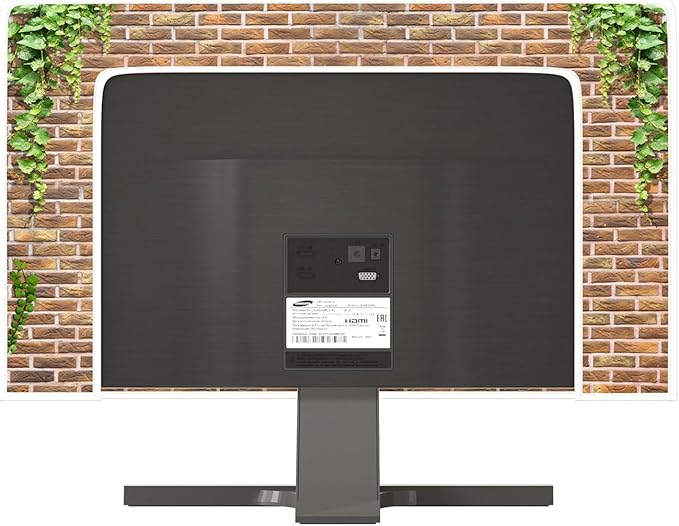 Waterproof Television Covers 75 Inch Anti-Static LCD-Silky HD Panel Dust Protective Sleeve Compatible with LCD LED TVs Full Body Cover for TV Screen，Brown Brick Wall Green Plants