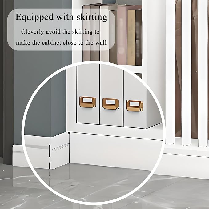 Wall Room Divider - Freestanding Wood Room Divider with Shelves, Wall Divider with Storage Cabinet, Easy Assembly Freestanding Decor for Bedroom, Office