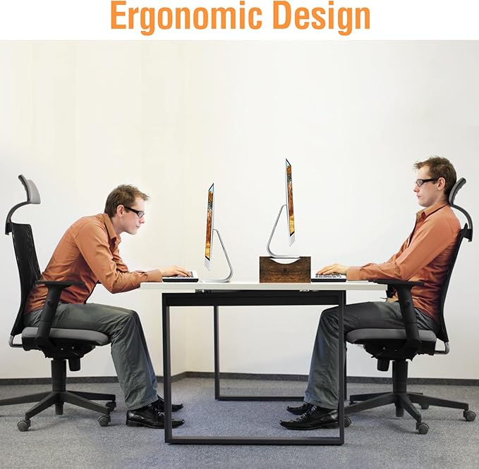 Monitor Stand Riser, 2-Tier Wood Computer Monitor Riser with Storage, Computer Screen Desk Shelf for Monitor, Laptop, PC, iMac, TV & Printer