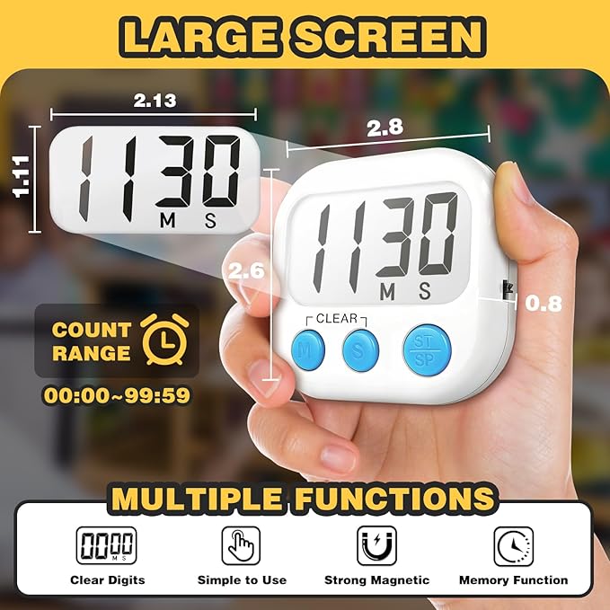 Classroom Timers for Teachers Kids Large Magnetic Digital Timer Teacher Supplies 2 Pack-Green White