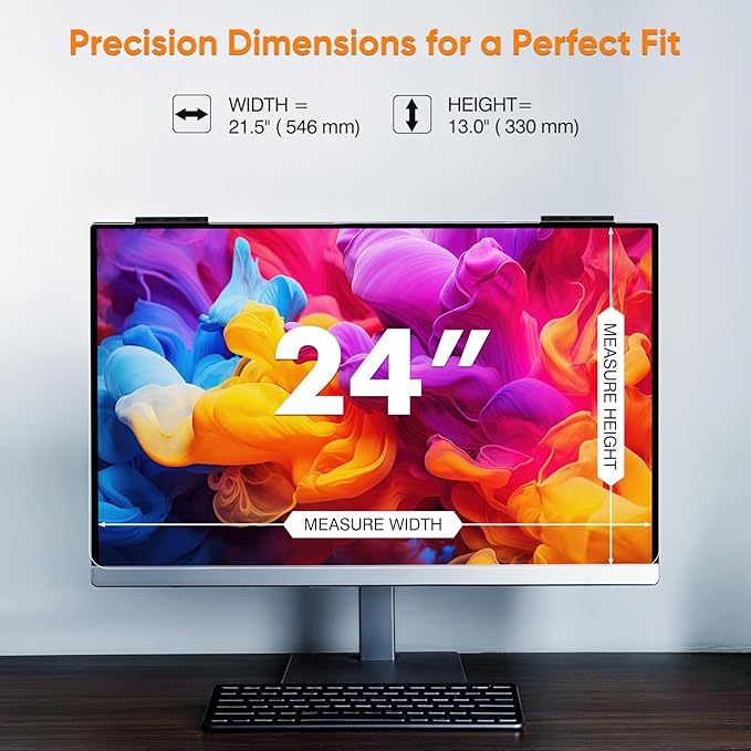 Privacy Screen for Computer Monitor 24 Inch, Anti-Blue Light Screen Protector for Eye Health, Hanging Type, Computer Screen Privacy Shield for Desktop Monitor, Suitable for Office or Home Use