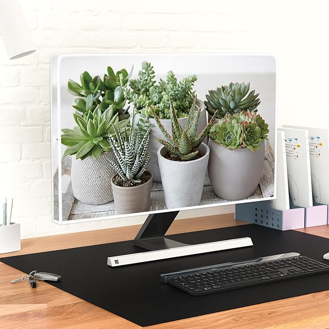 Green Botanical Waterproof 50, 51, 52 Inch Anti-Static Dustproof LCD/LED/HD Decorative Potted Plant Panel Case Screen TV Covers Sleeve Compatible with Television LED LCD OLED