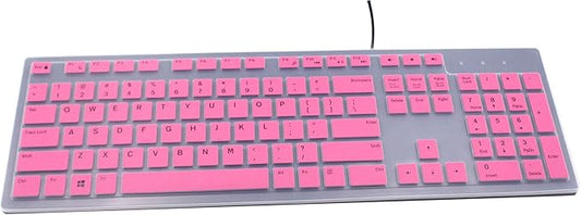 Keyboard Cover Compatible for Dell KM636 KB216 Keyboard, Dell Optiplex 5250 3050 3240 5460 7450 7050, Dell Inspiron AIO 3475 3670 3477, Dell Inspiron 27 7000 7700 7790 All-in-One Keyboard - Pink