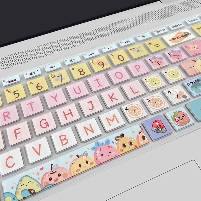 Silicone Keyboard Cover for 15.6 HP Laptop 15-fc 15-fd 15t-fd 15z-fc/HP Pavilion 15-eg 15t-eg 15-eh 15-er, 17z-ca 17-cn 17-cp 17z-cp Model Series,Cute Fruits