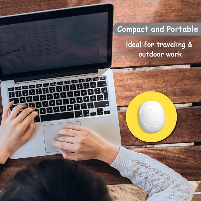 Dapesuom Small Mouse Pad, 6 x 6 Inch Thick Rubber Premium-Textured Non-Slip Portable & Washable Round Mini Mouse Mat for Women Men Wireless Laptops Keyboard Tray Gaming Computer Office Travel, Yellow