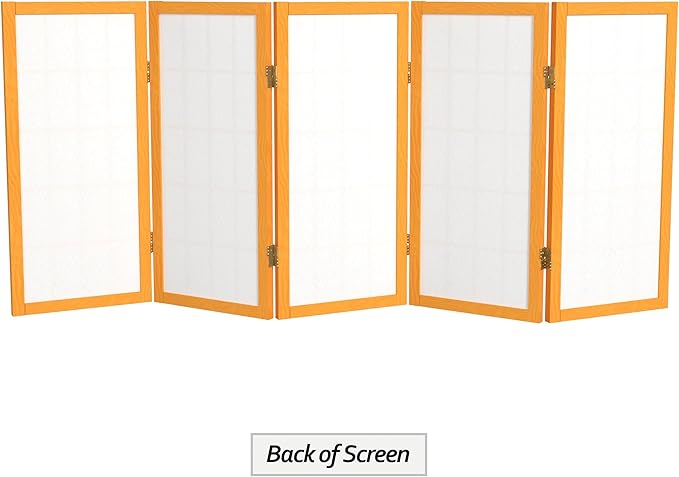 2 ft. Short Desktop Window Pane Shoji Screen - Honey - 5 Panels
