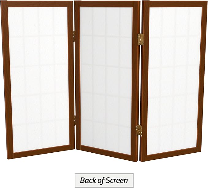 2 ft. Short Desktop Window Pane Shoji Screen - Walnut - 3 Panels