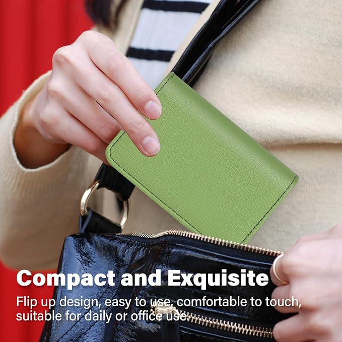 Business Card Holder，PU Leather Business Card Case Color Printing Pattern Card Holder Wallet，Pockets Magnetic Credit Card Holders for Men and Women - Banana Green