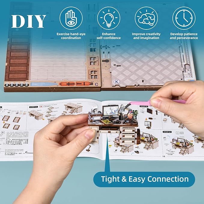 fifijoy Book Nook Kit - DIY Miniature House Doctors Clinic Dollhouse Kit for Adults, Book Nook Tiny House Bookshelf Decor Creative 3D Wooden Puzzle, Gifts for Family, Friends (Doctor's Office)