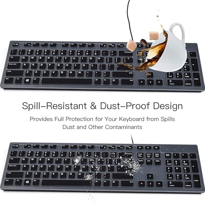 imComor Keyboard Cover for Dell KM636 Wireless & Dell KB216 Wired Keyboard/Dell Optiplex 5250 3050 3240 5460 7450 7050/Dell Inspiron AIO 3475/3670/3477 All-in one Desktop Keyboard Cover, Black