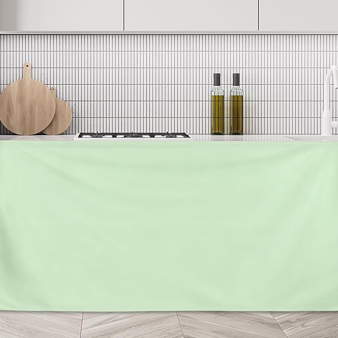 uxcell Cabinet Curtains, Dust Proof Privacy Drape Short Curtain, Hook & Loop Under The Desk Skirt for Kitchen Bathroom Closet Storage Room (35.4" W x 27.6" H, Light Green)