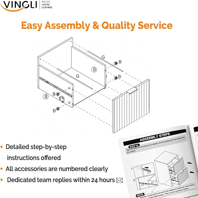VINGLI 2 Drawer File Cabinet, Home Office Filing Organizer, for Letter Size File Folder Storage, Modern Style Fluted Design, Wood Vertical Filing Cabinet, Printer Stand, Archivador (Oak)
