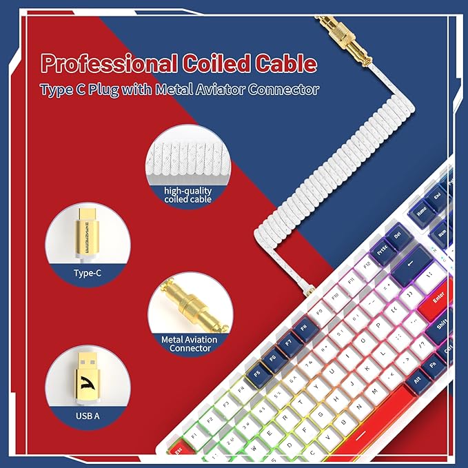 ATTACK SHARK K98 Wireless Mechanical Keyboard with 100 Keys, Tri-Mode BT5.0/2.4G/USB-C with Coiled Cable, Hot Swappable RGB, Rechargeable, Ergonomic, with Cloud Wrist Rest for MAC/Win-Red Switch