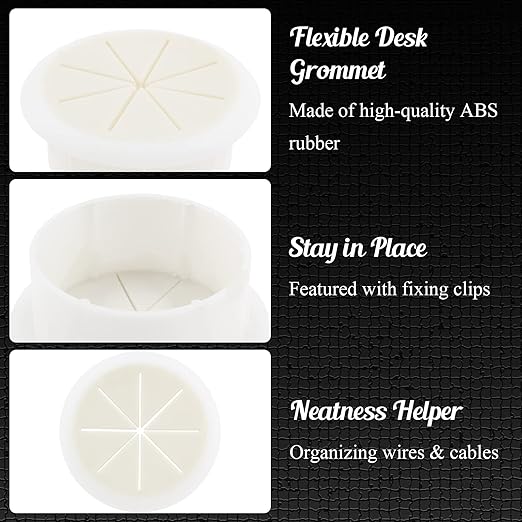 2pcs 2 Inch Cable Grommet, Flexible Desk Grommet, Cable Cord Hole Plug Wire Hole Cover for Desk, Table, Wire Pass Through (White)