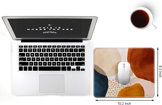 JIKIOU Mouse Pad with Non-Slip Rubber Base, Premium-Textured & Washable Computer Mousepad with Stitched Edges, Mouse Pads for Computers, Laptop, Gaming, Office & Home, 10.2 x 8.3 in Boho