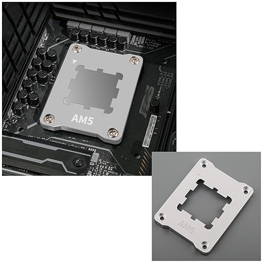 CPU Holder AM5 Anti-Bending Contact Frame with 4Pcs Screws & 1x Screwdriver & 1x Heat Dissipation Corrective Anti-Bending Fixing Frame 2.95x2.2inch (Silver)