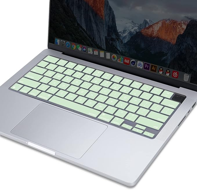 MOSISO Keyboard Cover Skin Compatible with MacBook Air 15 inch M3 A3114 M2 A2941/Air 13.6 A3113 A2681/Pro 14/16 M4 M3 M2 M1, Honeydew Green