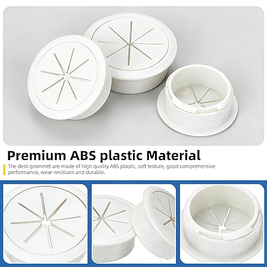 10Pcs Desk Grommet 2 inch/50m,Cable Grommet with Hole Saw & 15 Zip Ties,Desk Hole Grommet Desk Cord Hole Cover Desk Cable Grommet for Office Home Desk Table