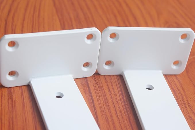 6 Pack - 10 inch White Hidden L Shelf Bracket (1/5 Inch Thicked) Iron Floating Shelf Brackets Rustic Industrial Metal Brackets for Shelf Support