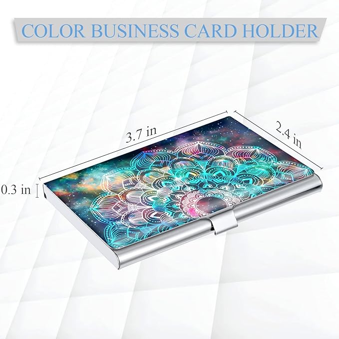 Business Card Holder，Color Printing Men's and Women's Business Card Case，Ultra-Thin Metal Business Card Organizer，Carry-on Pocket Wallet Business Card Holder,Mandala