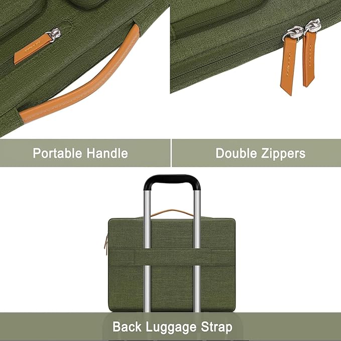 MOSISO 360 Protective Laptop Case 17.3 inch, 17-17.3 inch Laptop Sleeve Compatible with Dell, HP, Lenovo, Asus, Acer, Alienware, Side Open Carrying Case with 4 Zipper Pockets&Handle, Olive Green