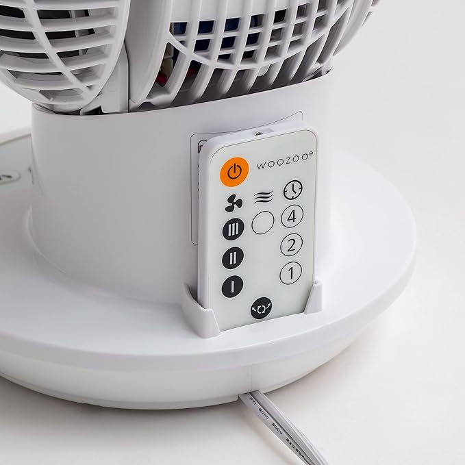 IRIS USA WOOZOO Air Circulator Fan with Remote, Oscillation, 3 Speeds, 52ft Max Air Distance, Adjustable Tilt, Quiet Motor, Small Fan for Bedroom, Office, Dorm, White