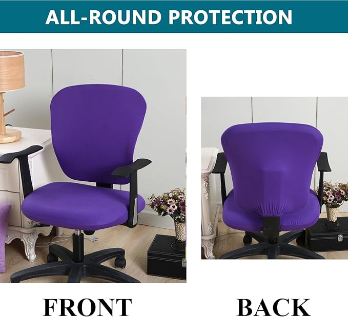Office Computer Chair Cover Stretch Universal Jacquard Seat Slipcover 2 Piece for Desk Rotating Armless Chair, Removable Washable Anti-dust Chair