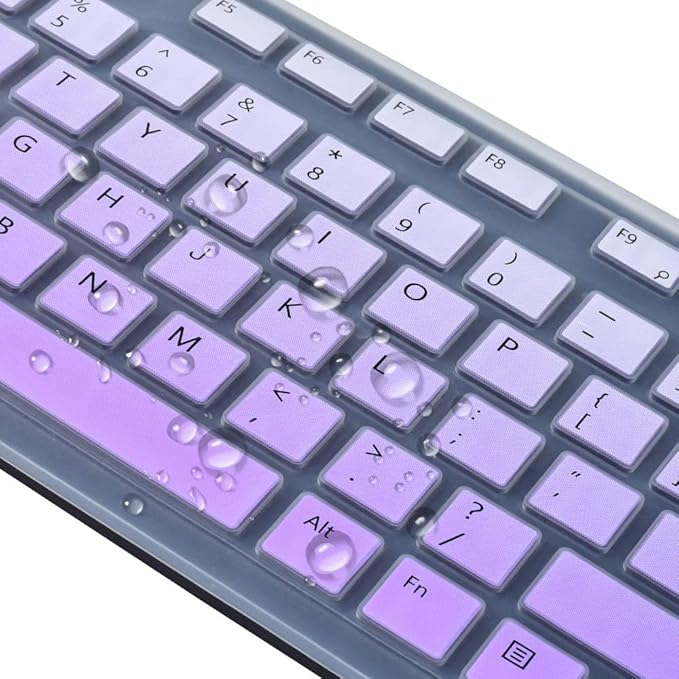 Keyboard Cover for Dell KM636 Wireless Keyboard & Dell KB216 Wired/Dell Optiplex 5250 3050 3240 5460 7450 7050/Dell Inspiron AIO 3475/3670/3477 All-in One Desktop Keyboard Cover Skin, Light Purple