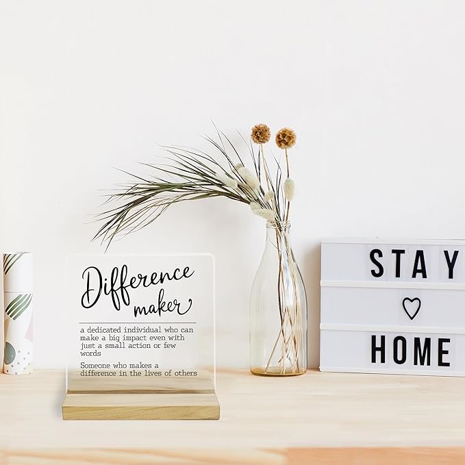 Difference Maker Definition Desk Decor Sign, Appreciation Gifts for Teacher Boss Leader Coworker Acrylic Plaque