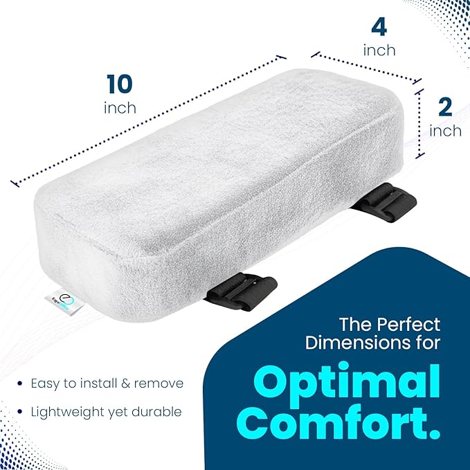 Thick Memory Foam Office Chair Arm Pads - Office Chair Armrest Covers Provide Elbow Cushion and Relieve Pressure - Ergonomic Desk Chair Arm Covers - Gaming, Computer Chair Rest Pads (Set of 2) (Gray)