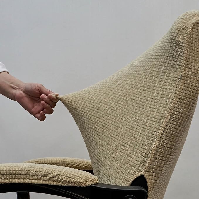 Melaluxe Office Chair Cover with Armrest Covers， Universal Stretch Desk Chair Cover, Computer Chair Slipcovers - Beige