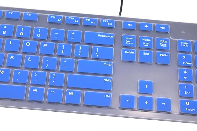 Keyboard Cover Compatible for Dell KM636 KB216 Keyboard, Dell Optiplex 5250 3050 3240 5460 7450 7050, Dell Inspiron AIO 3475 3670 3477, Dell Inspiron 27 7000 7700 7790 All-in-One Keyboard (Blue)