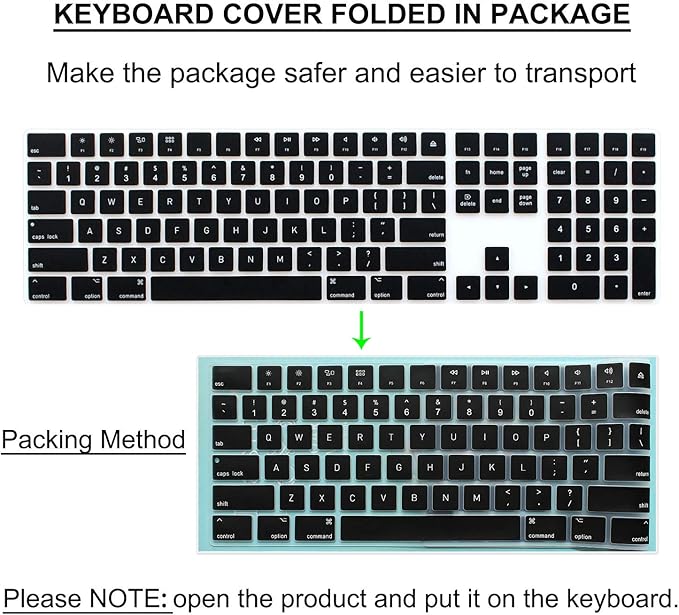 Silicone Keyboard Cover for Apple Magic Keyboard with Numeric Keypad MQ052LL/A (A1843) US Layout Ultra Thin Protector Skin (Black)