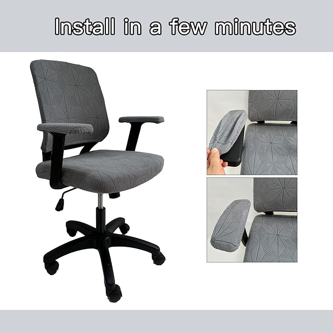 High Elasticity Anti Slip Office Chair Cover, Split Design for Easy Installation,Universal Desk Chair Cover wear-Resistant and Scratch Resistant (Light Gray, Chair Armrest Covers)