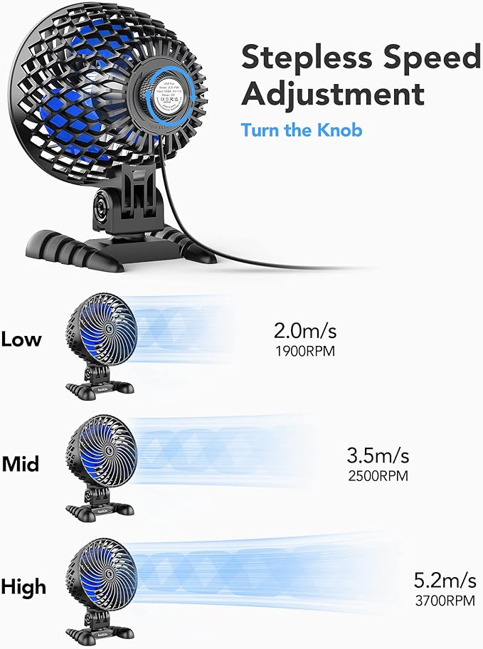 USB Desktop Small Fan, Stepless Speed Adjustment with Multiple Speed Levels, Portable Plug-in Personal Mini Fan,Quiet Powerful Airflow,Suitable for Office Home Dormitory Bedroom, 4.9 Feet Long Cable