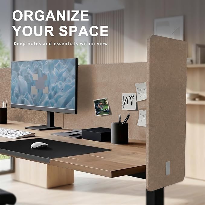 Desk Privacy Panel,2PCS L-Shaped Clamp-On Office Desk Divider,2-in-1 Adjustable Acoustic Desktop Partition Or Under Desk Modesty Panel,for Office,Home,Felt(Dark Camel, 47.2" x 17.7")