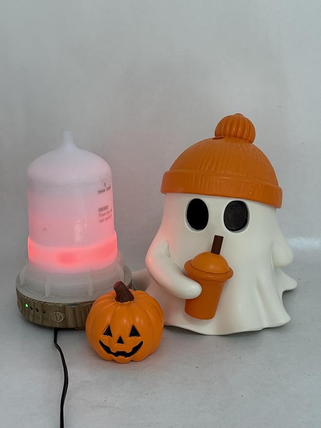 Fantasy Figurine-statue Cute Ghost Halloween Humidifier, USB Powered Portable Mini Cool Mist Humidifier with Pumpkin Decor, Small Air Humidifier for Bedroom, Desk, Office, Halloween Party Decorations