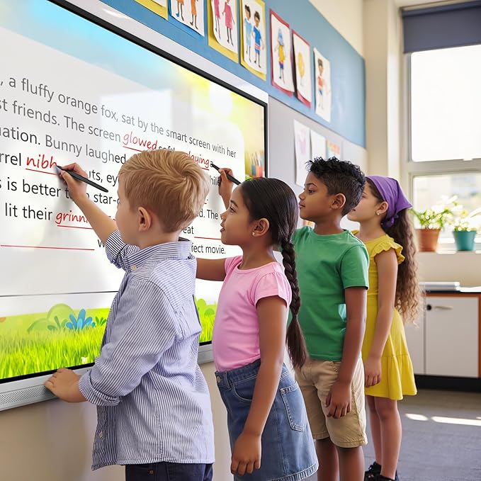 Smart Board, 65" Interactive Whiteboard with Google EDLA, Built-in Digital Whiteboard, Wireless Casting, Split-Screen & Unlimited Canvas for Business and Education (Wall Mount Included)