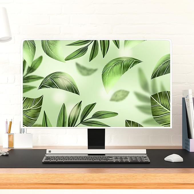 Spring Leaves Waterproof Television Cover 50,51,52 Inch Aesthetic Trendy Green Botanical Weatherproof Screen TV Covers Anti-Static Dustproof Protective Cover forLED LCD OLED TVs