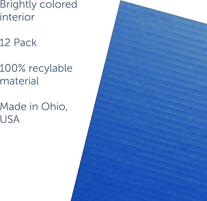 Flipside Products 12 Pack Blue Study Carrel, 12”x48” Privacy Boards, Student Privacy and Focus Booth for The Classroom, Desk Divider Cubby for Tests, Made in USA