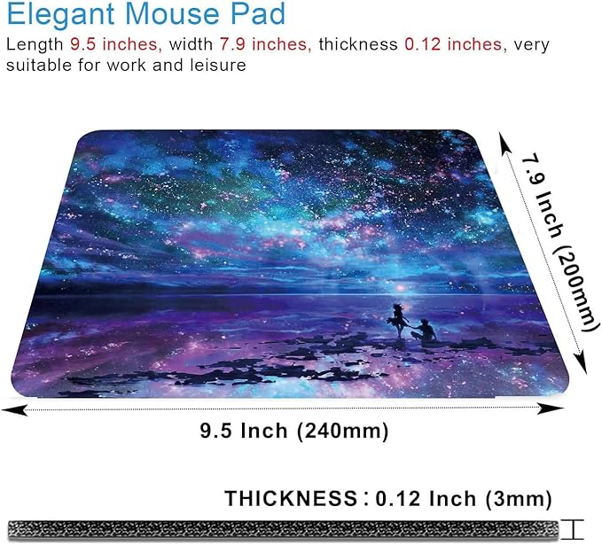 Galaxy Starry Sky Mouse Mat - Waterproof Non-Slip Laptop Mousepad, 9.5" x 7.9" x 0.12"