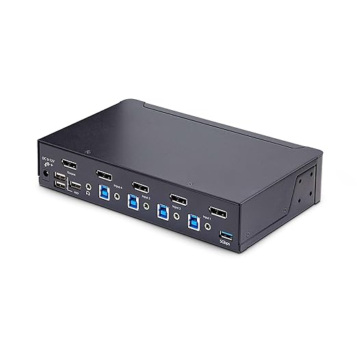 StarTech.com 4-Port DisplayPort KVM Switch, 8K 60Hz / 4K 144Hz, Single Display, DP 1.4, 2X USB 3.0 Ports, 4X USB 2.0 HID Ports, Push-Button & Hotkey Switching, TAA Compliant (D86A2-4-PORT-8K-KVM)
