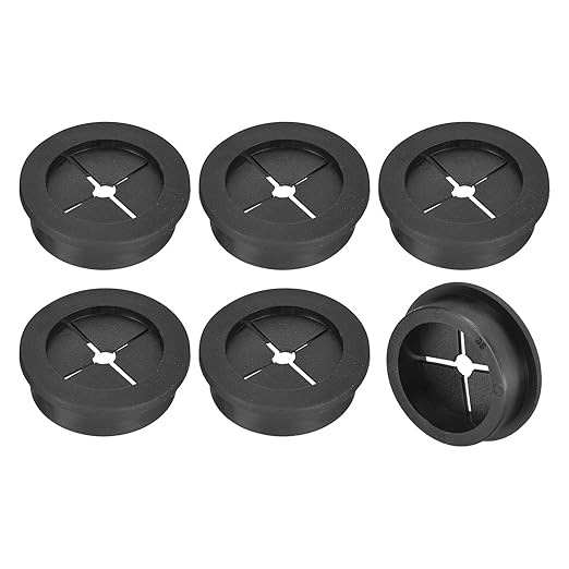 uxcell 6 Pcs Cable Cord Grommet, 1-3/8 Inch (35mm) Desk Grommet Flexible Rubber Grommets Wire Hole Cover Pass Through for Office Computer Desk Wire Organizer, Black