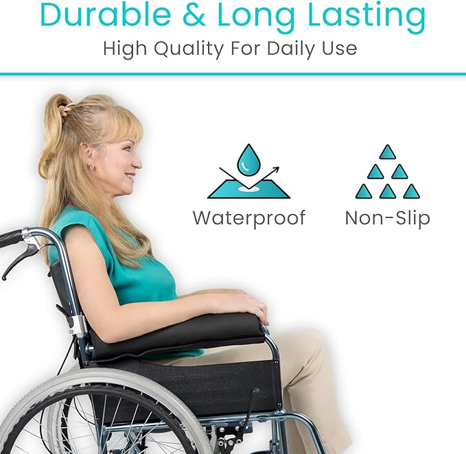 Vive Wheelchair Armrest Pads (2 PCS) - 2-in-1 Reversible Colors - Soft Cushion Arm Rest Accessories for Office Desk Transport Electric Wheel Chairs - Pressure Relief, Non-Slip - Easy-Clean Design